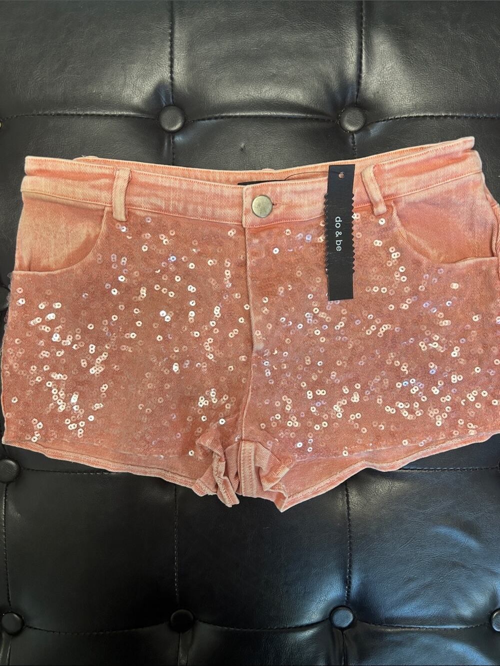 DO+BE Rose Pink Sequin Jean Shorts